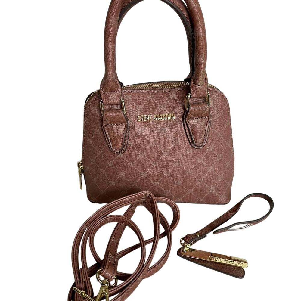 Brand New STEVE MADDEN Dome LOGO Crossbody Vegan Handbag Purse Satchel